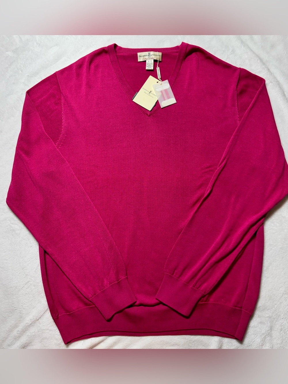 Fairway & Greene Pima Cotton Knit Pullover Sweater V-Neck Pink Women